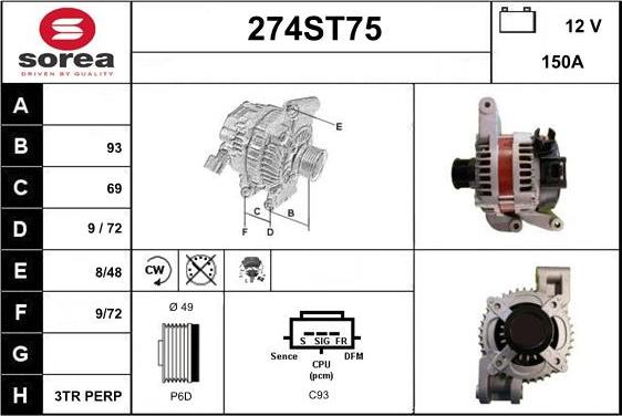 STARTCAR 274ST75 - Ģenerators autospares.lv