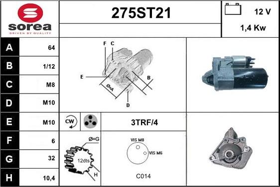 STARTCAR 275ST21 - Starter www.autospares.lv