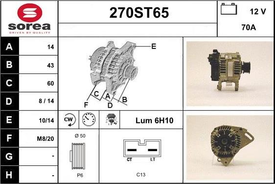 STARTCAR 270ST65 - Ģenerators www.autospares.lv