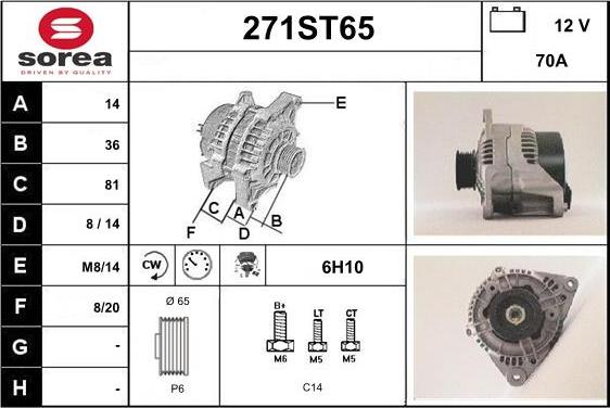 STARTCAR 271ST65 - Генератор www.autospares.lv