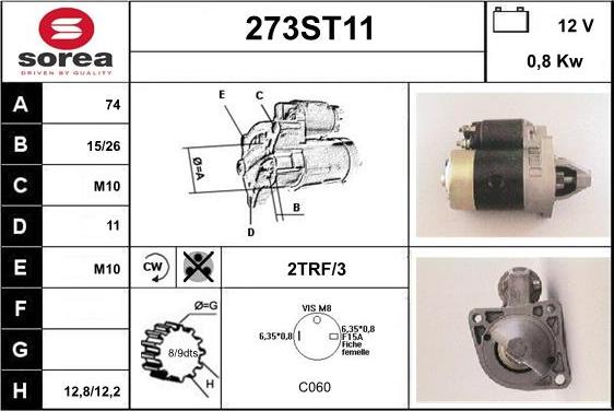 STARTCAR 273ST11 - Starter www.autospares.lv