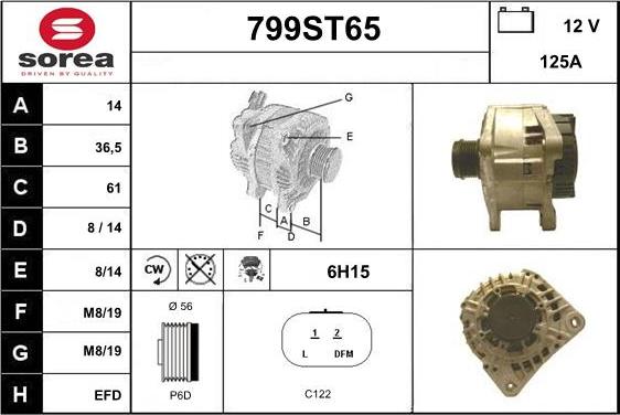 STARTCAR 799ST65 - Alternator www.autospares.lv