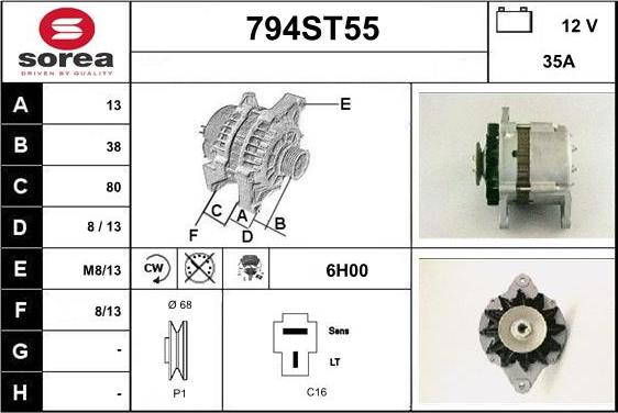 STARTCAR 794ST55 - Alternator www.autospares.lv