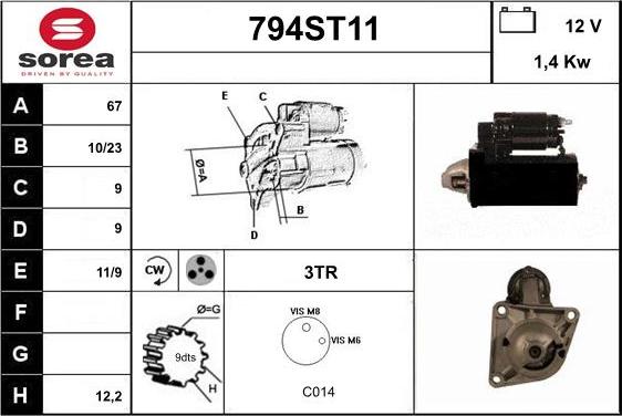 STARTCAR 794ST11 - Starteris www.autospares.lv