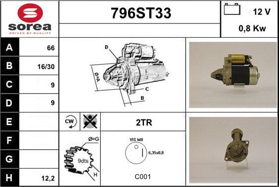 STARTCAR 796ST33 - Starter www.autospares.lv