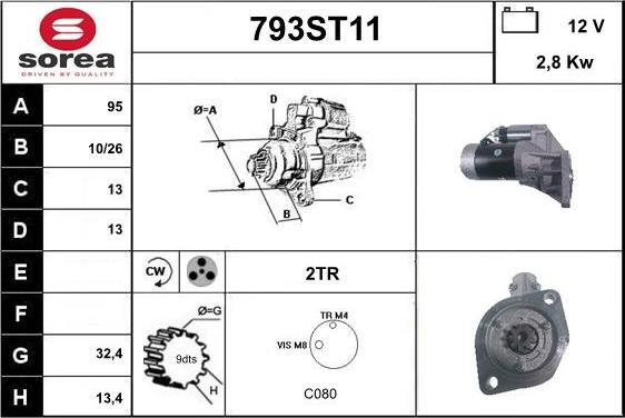 STARTCAR 793ST11 - Стартер www.autospares.lv