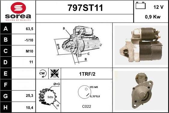 STARTCAR 797ST11 - Стартер www.autospares.lv