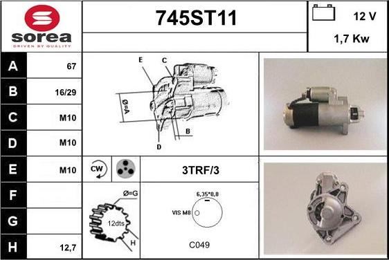 STARTCAR 745ST11 - Стартер www.autospares.lv