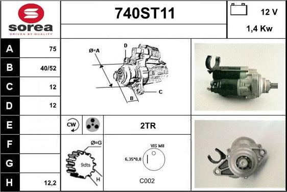 STARTCAR 740ST11 - Starteris www.autospares.lv