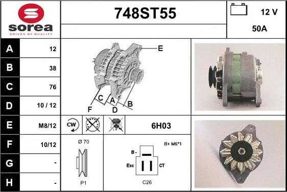 STARTCAR 748ST55 - Alternator www.autospares.lv