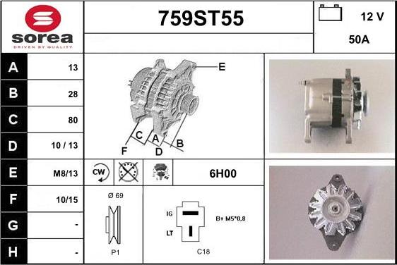 STARTCAR 759ST55 - Ģenerators autospares.lv