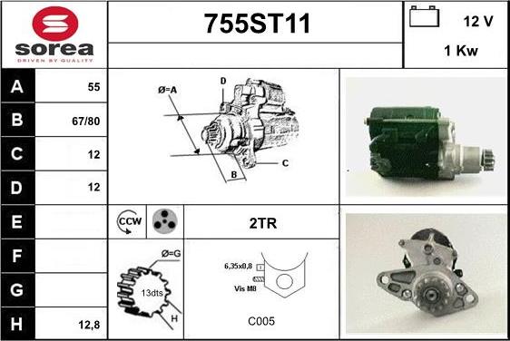 STARTCAR 755ST11 - Стартер www.autospares.lv