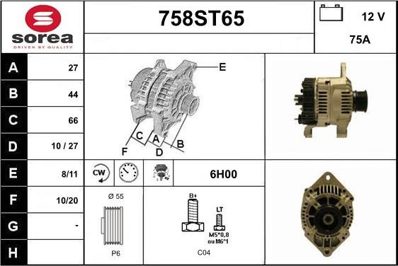 STARTCAR 758ST65 - Ģenerators www.autospares.lv