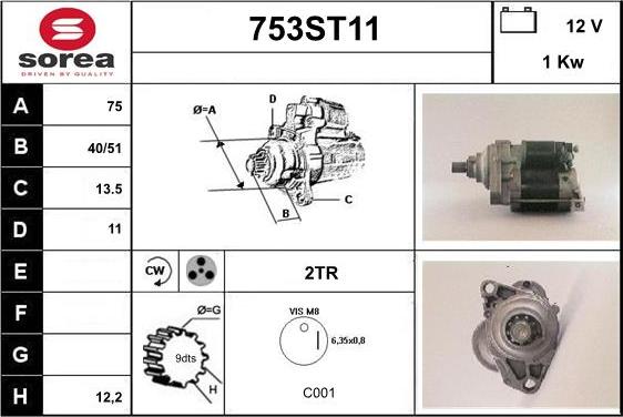 STARTCAR 753ST11 - Starteris autospares.lv