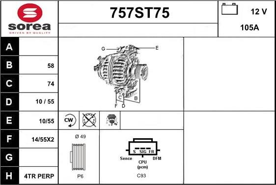 STARTCAR 757ST75 - Alternator www.autospares.lv