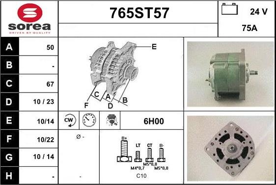 STARTCAR 765ST57 - Alternator www.autospares.lv