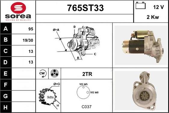 STARTCAR 765ST33 - Starteris www.autospares.lv