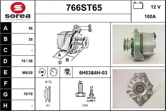 STARTCAR 766ST65 - Ģenerators autospares.lv