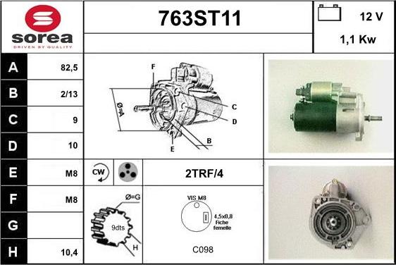 STARTCAR 763ST11 - Стартер www.autospares.lv