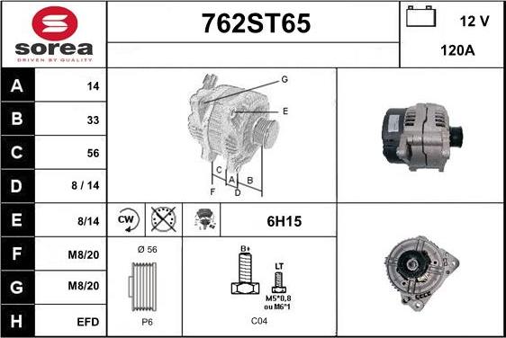 STARTCAR 762ST65 - Ģenerators www.autospares.lv