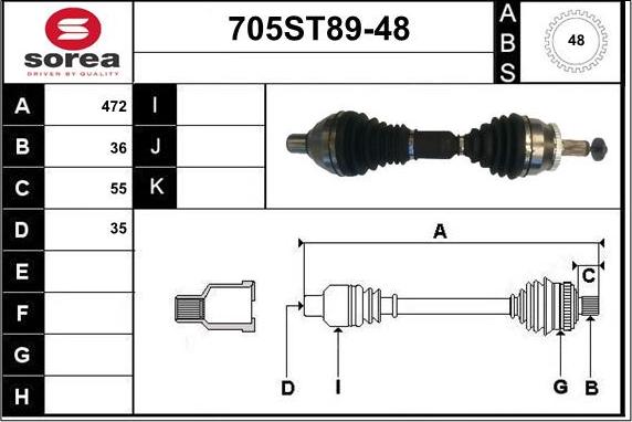 STARTCAR 705ST89-48 - Piedziņas vārpsta autospares.lv