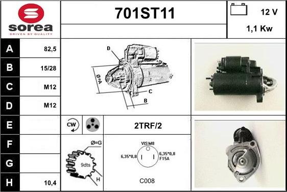 STARTCAR 701ST11 - Starter www.autospares.lv