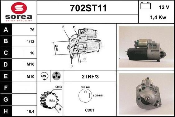 STARTCAR 702ST11 - Starteris autospares.lv