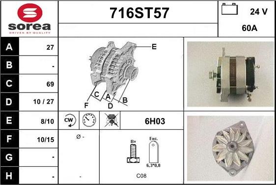 STARTCAR 716ST57 - Alternator www.autospares.lv