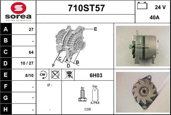 STARTCAR 710ST57 - Alternator www.autospares.lv