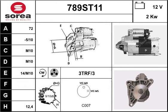 STARTCAR 789ST11 - Starteris autospares.lv