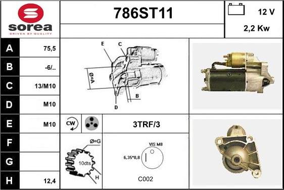 STARTCAR 786ST11 - Starteris www.autospares.lv