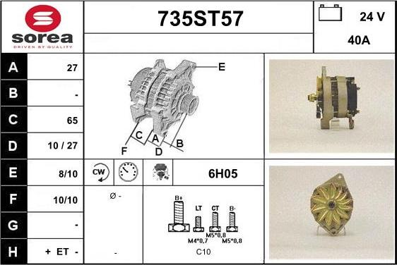 STARTCAR 735ST57 - Генератор www.autospares.lv