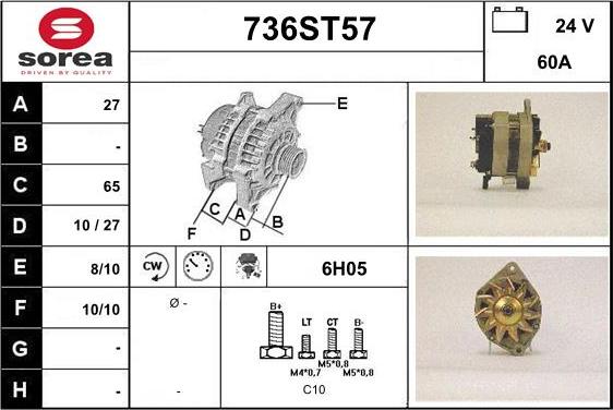 STARTCAR 736ST57 - Генератор www.autospares.lv