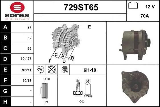 STARTCAR 729ST65 - Генератор www.autospares.lv