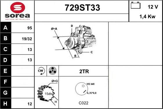 STARTCAR 729ST33 - Starteris www.autospares.lv