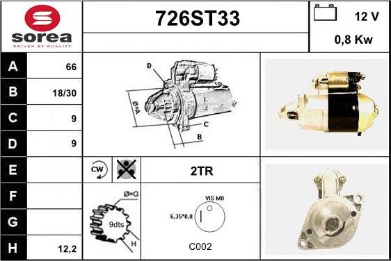 STARTCAR 726ST33 - Starteris www.autospares.lv