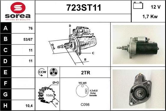 STARTCAR 723ST11 - Starteris autospares.lv