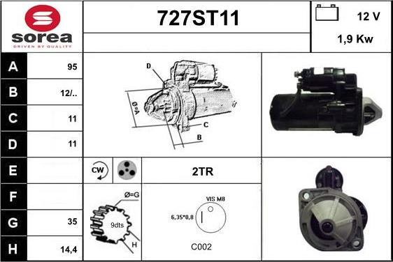 STARTCAR 727ST11 - Starteris autospares.lv