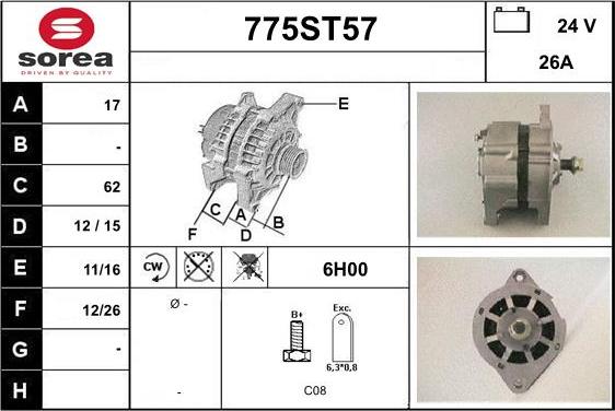 STARTCAR 775ST57 - Ģenerators autospares.lv