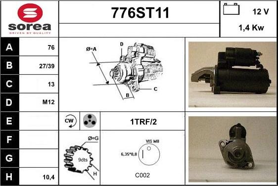 STARTCAR 776ST11 - Стартер www.autospares.lv