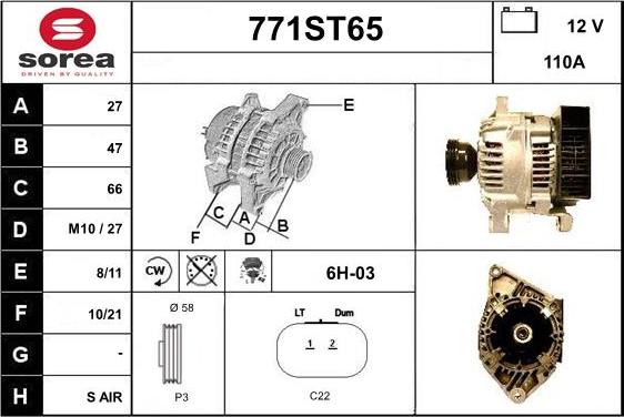 STARTCAR 771ST65 - Генератор www.autospares.lv