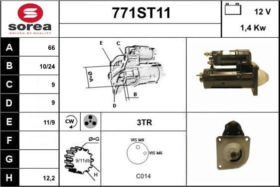 STARTCAR 771ST11 - Starteris autospares.lv