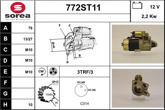 STARTCAR 772ST11 - Starter www.autospares.lv