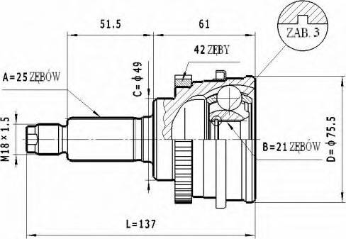 Statim C.638 - Šarnīru komplekts, Piedziņas vārpsta www.autospares.lv