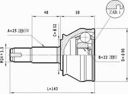 Statim C.165 - Šarnīru komplekts, Piedziņas vārpsta www.autospares.lv