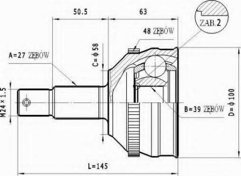 Statim C.121 - Šarnīru komplekts, Piedziņas vārpsta www.autospares.lv