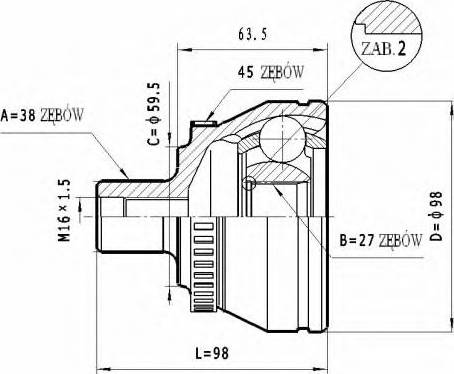 Statim C.296 - Šarnīru komplekts, Piedziņas vārpsta autospares.lv