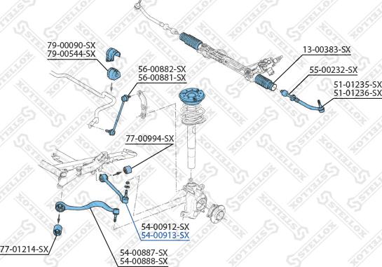 Stellox 54-00913-SX - Neatkarīgās balstiekārtas svira, Riteņa piekare autospares.lv