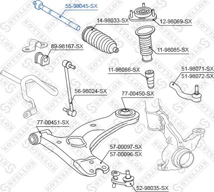 Stellox 55-98045-SX - Aksiālais šarnīrs, Stūres šķērsstiepnis www.autospares.lv