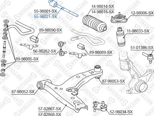 Stellox 55-98021-SX - Aksiālais šarnīrs, Stūres šķērsstiepnis autospares.lv